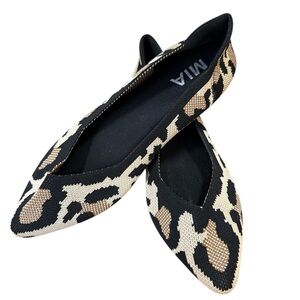 MIA Kerri Leopard Knit Pointed‎ Toe Flats 6 Chic Rothy’s Style Office Wear